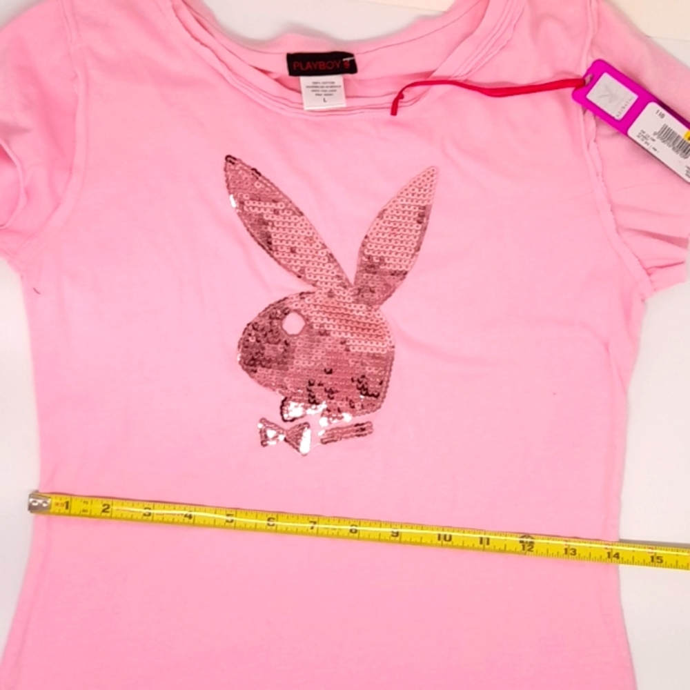 Playboy bunny pink short sleeve tee NWT women size large.